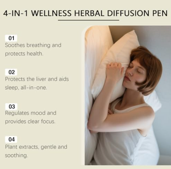 Herbal Blend Diffuser Set,4IN1 Upgraded Dual-Action Herbal Purifier Pens for Sleep Support,Breathe Cleanse and Energy Boost,Herbal Diffuser Pen,Plant-Based Aromatherapy Pen,Pocket-Sized Design